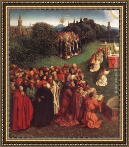 St Wolfgang Altarpiece Resurrection of Lazar Framed Paintings - The Ghent Altarpiece Adoration of the Lamb [detail left] by Jan van Eyck